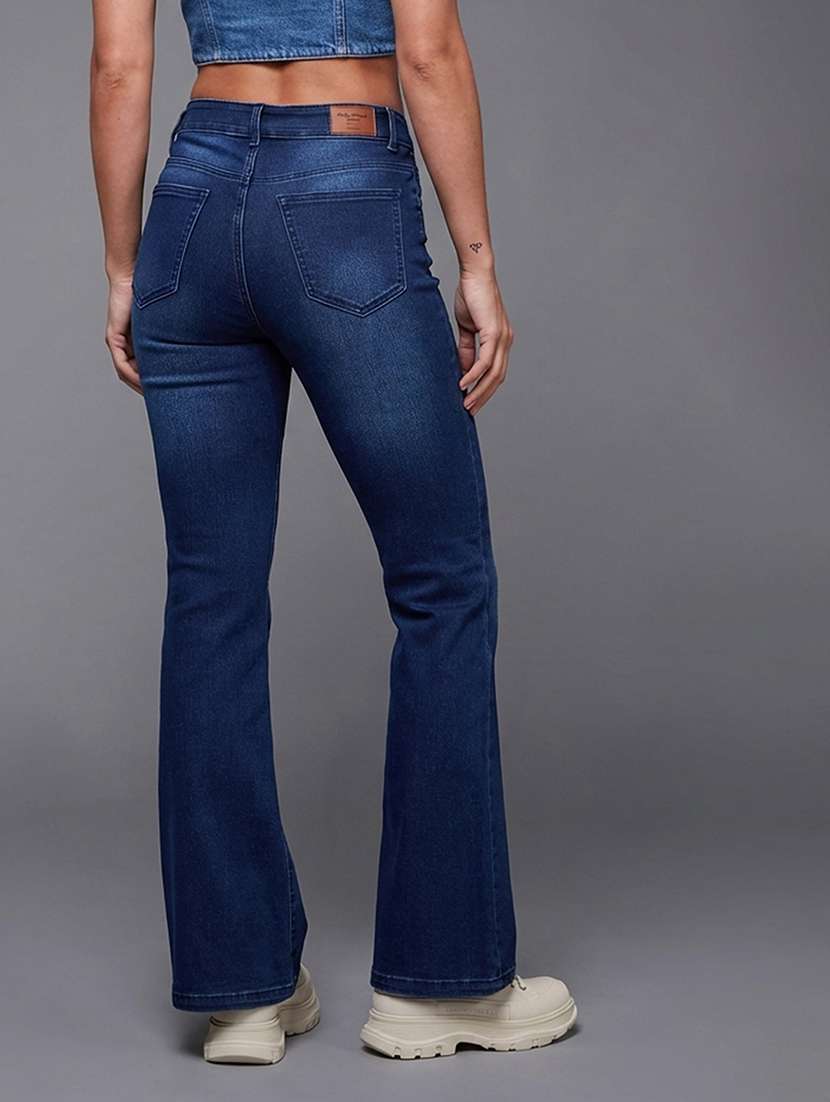 women solid high rise bootcut jeans - 22364045 -  Standard Image - 3