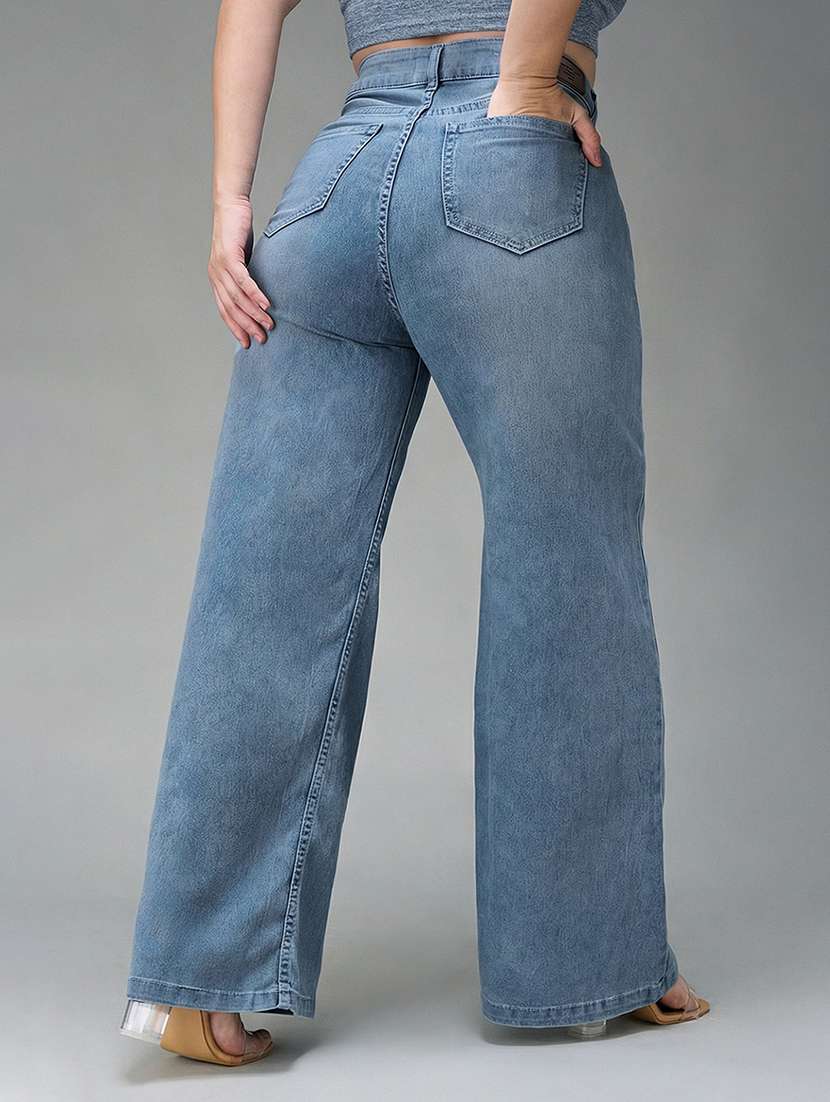 women solid high rise wide leg jean - 22364046 -  Standard Image - 3