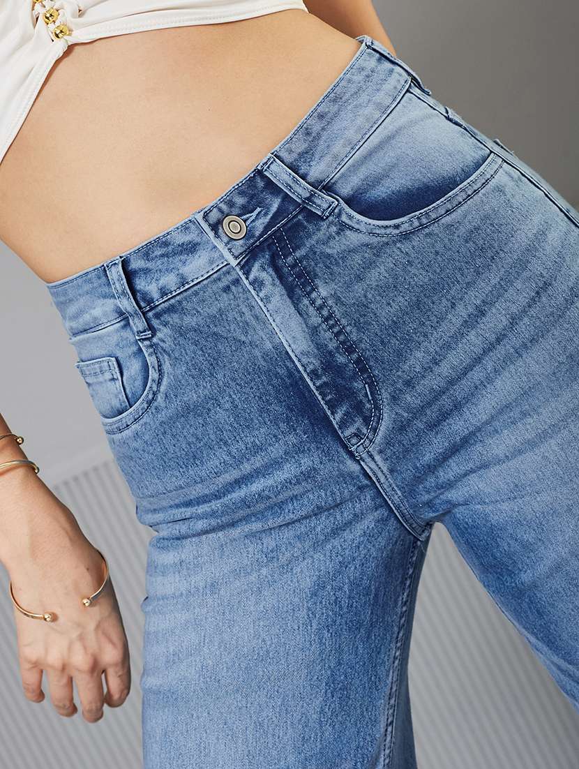 women solid high rise wide leg jeans - 22364052 -  Standard Image - 3