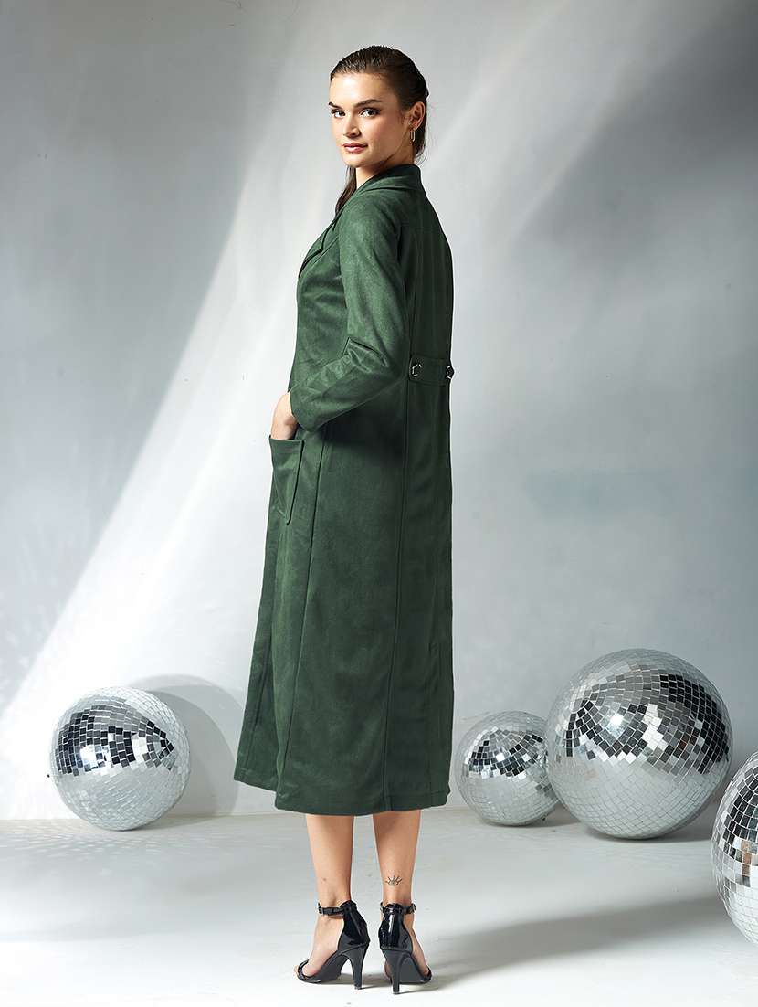 women solid long sleeve trench coat - 22364070 -  Standard Image - 3