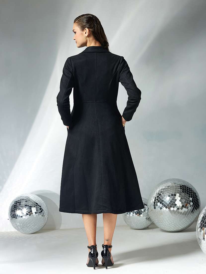 women solid long sleeve trench coat - 22364079 -  Standard Image - 3