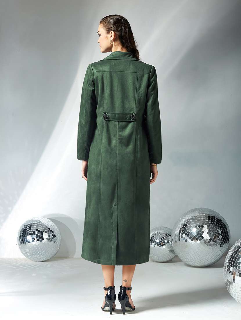 women solid long sleeve trench coat - 22364082 -  Standard Image - 3