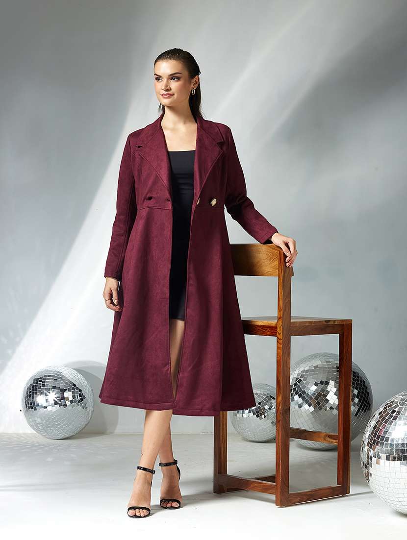 women solid long sleeve trench coat - 22364086 -  Standard Image - 3