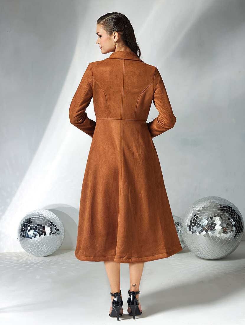 women solid long sleeve trench coat - 22364087 -  Standard Image - 3