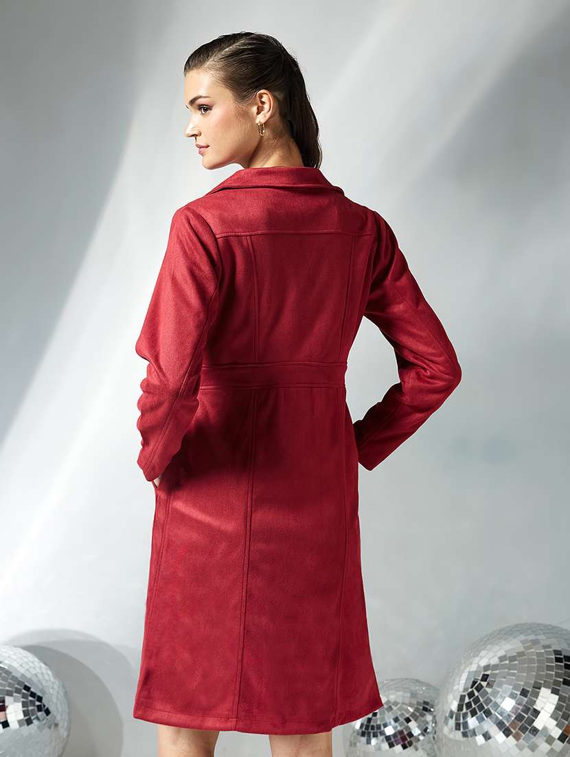 women solid long sleeve trench coat - 22364093 -  Standard Image - 3