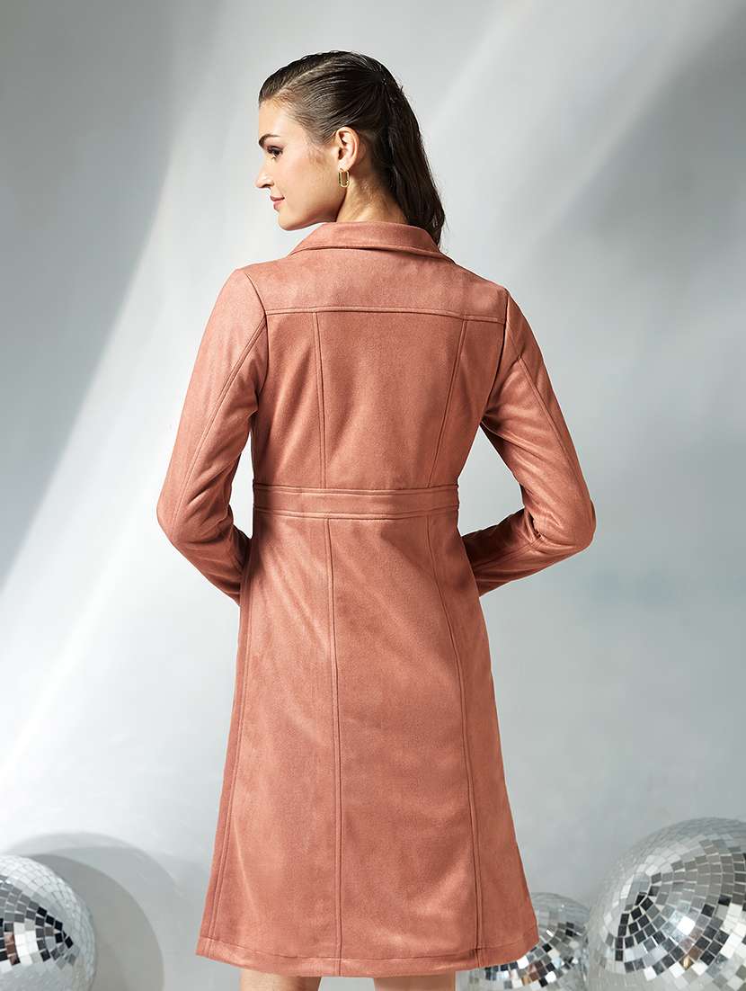 women solid long sleeve trench coat - 22364094 -  Standard Image - 3