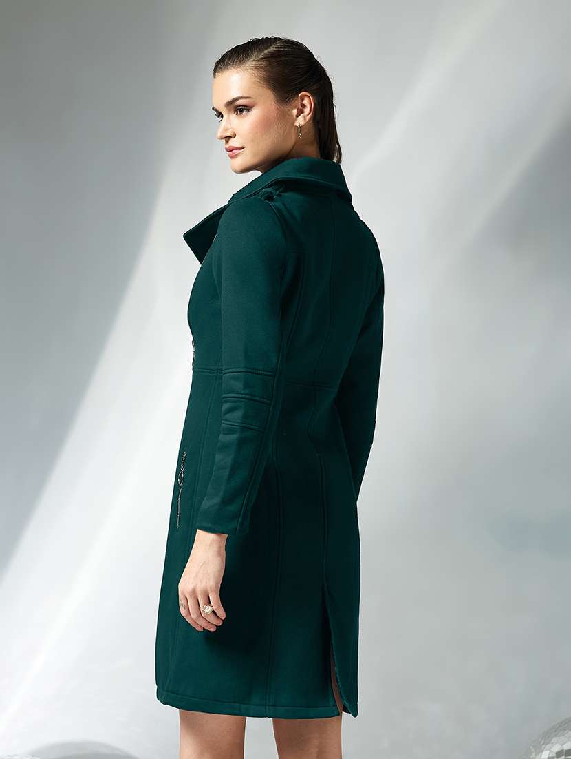 women solid long sleeve trench coat - 22364097 -  Standard Image - 3