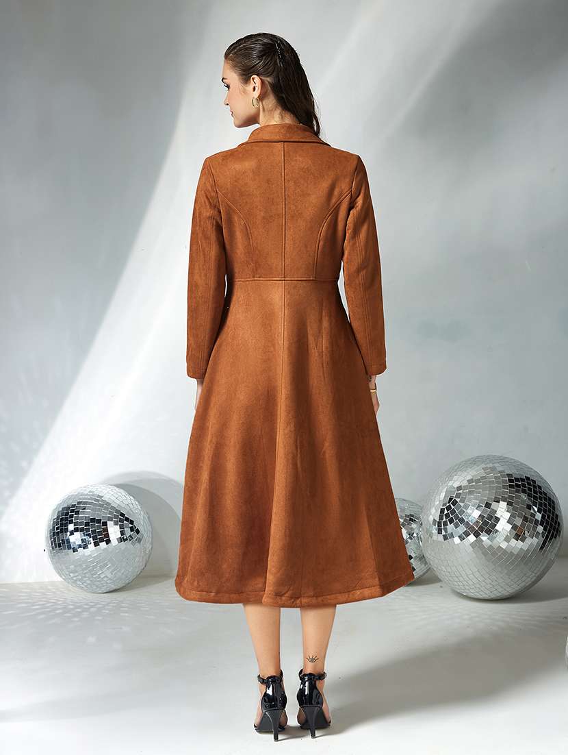 women solid long sleeve trench coat - 22364098 -  Standard Image - 3