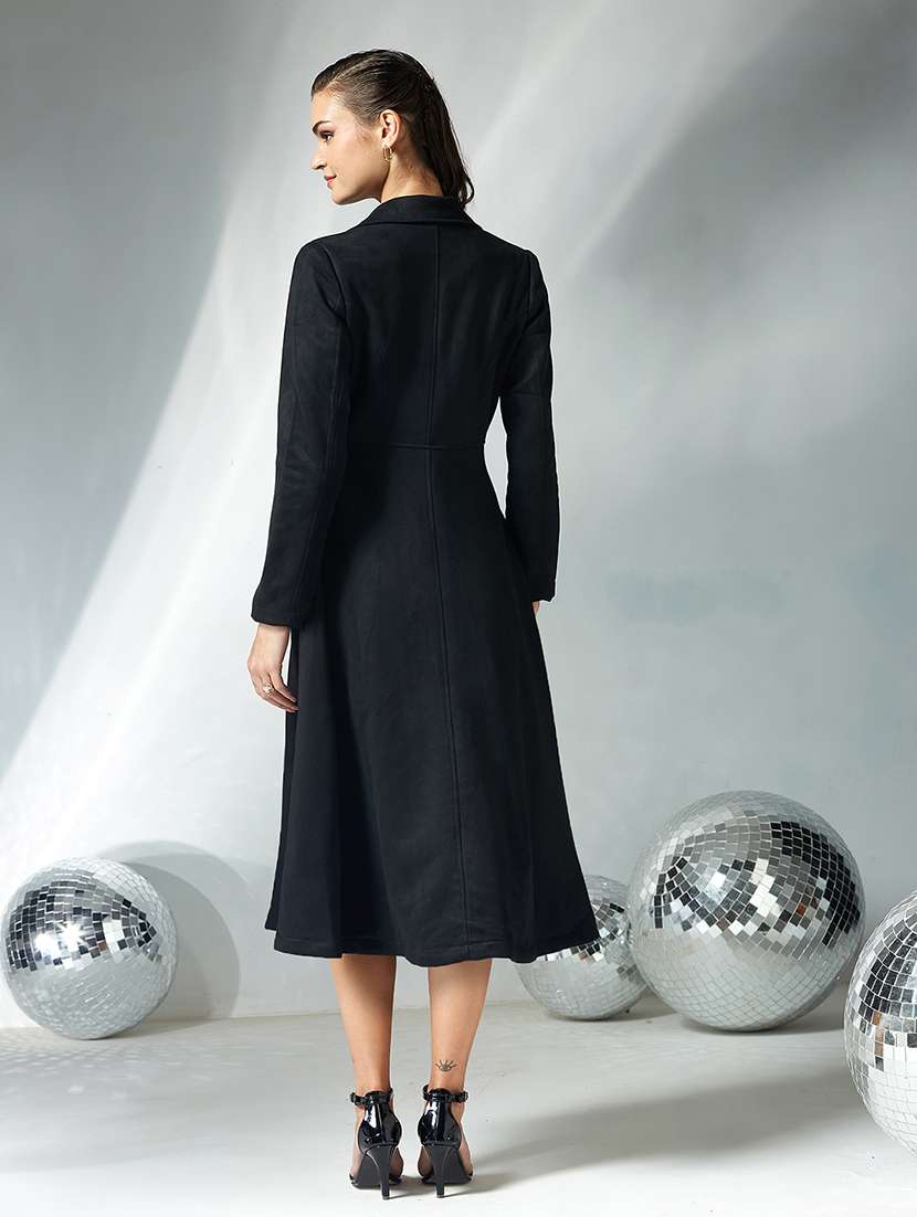 women solid long sleeve trench coat - 22364099 -  Standard Image - 3