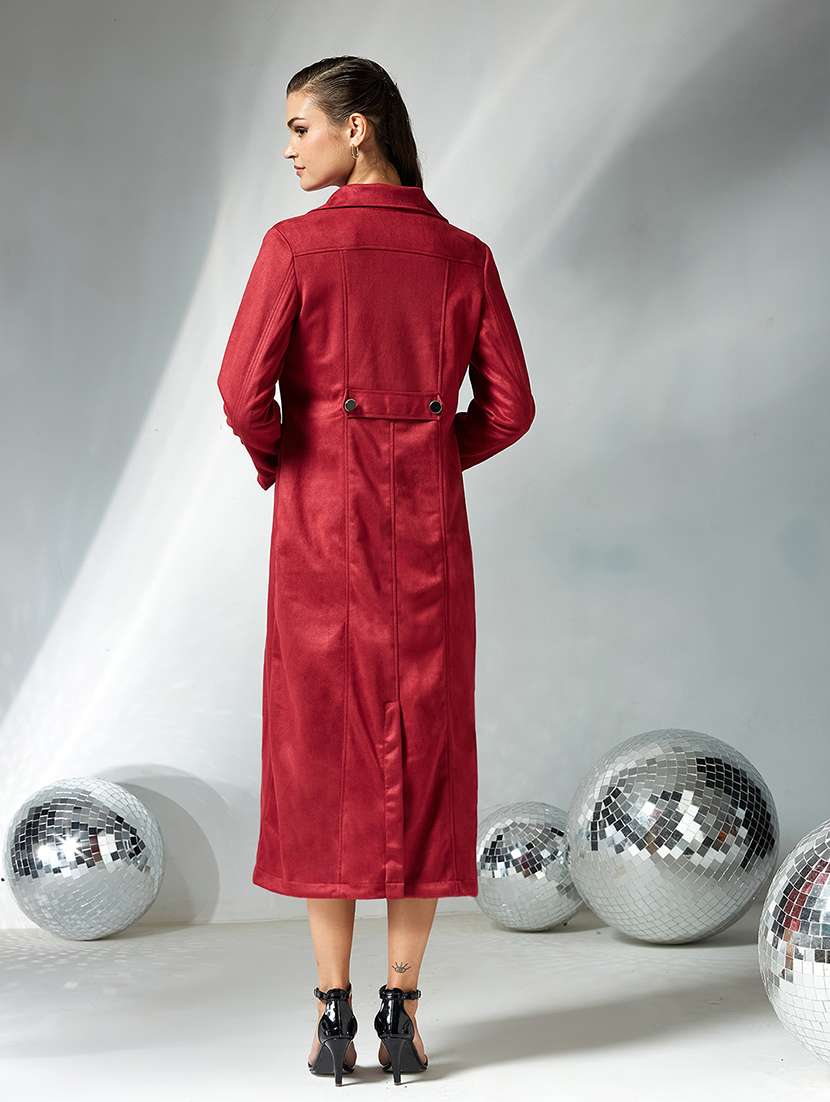 women solid long sleeve trench coat - 22364100 -  Standard Image - 3
