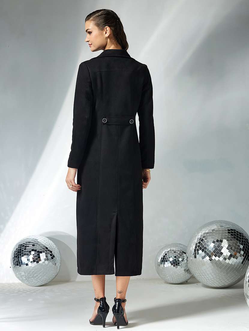 women solid long sleeve trench coat - 22364101 -  Standard Image - 3