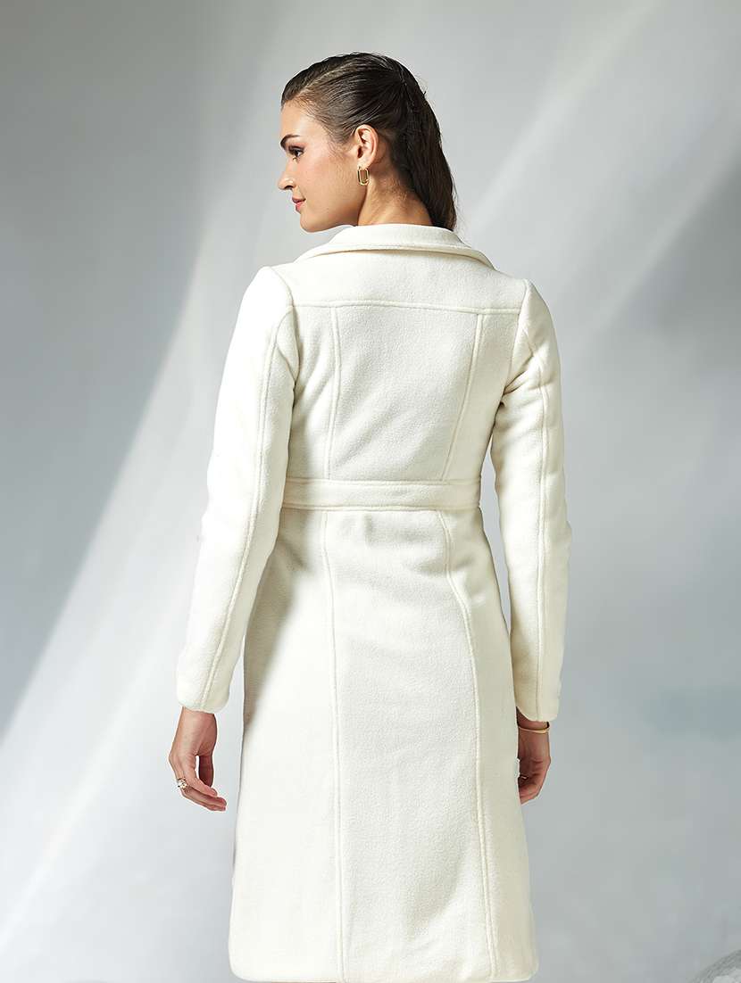 women solid long sleeve trench coat - 22364102 -  Standard Image - 3