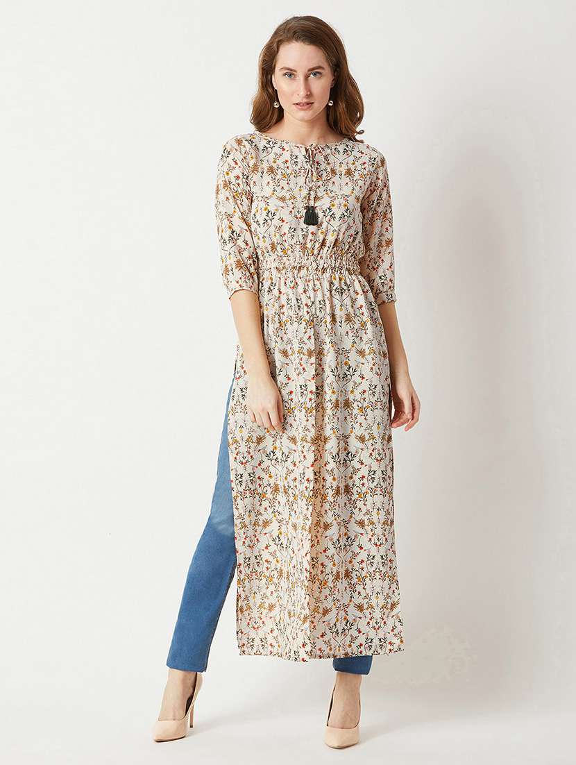 women printed three quarter sleeve tunic