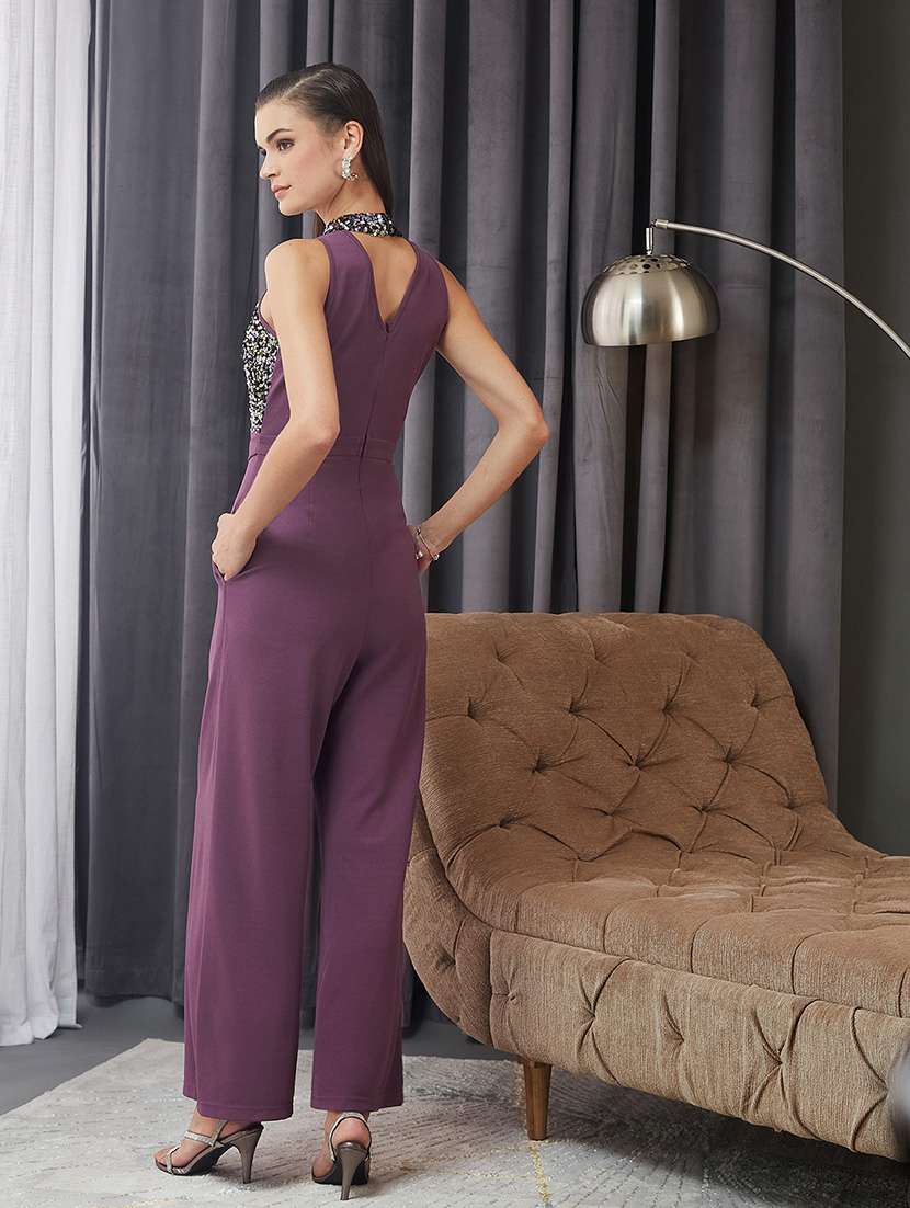 women sequined halter neck sleeveless jumpsuit - 22364127 -  Standard Image - 3