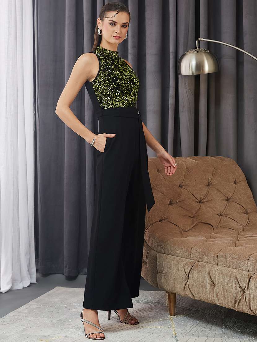 women sequined halter neck sleeveless jumpsuit - 22364131 -  Standard Image - 3