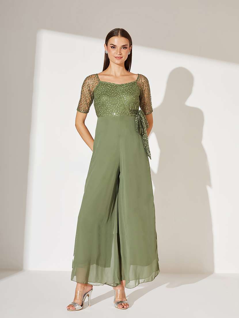women self designed short sleeve jumpsuit