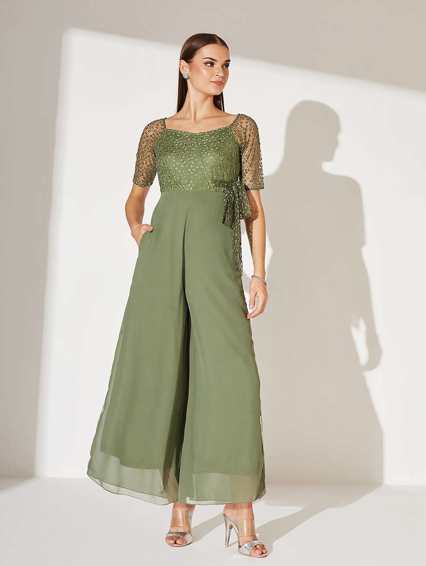 women embroidered short sleeve jumpsuit