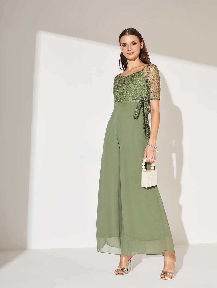 women embroidered short sleeve jumpsuit - 22364156 -  Standard Image - 3
