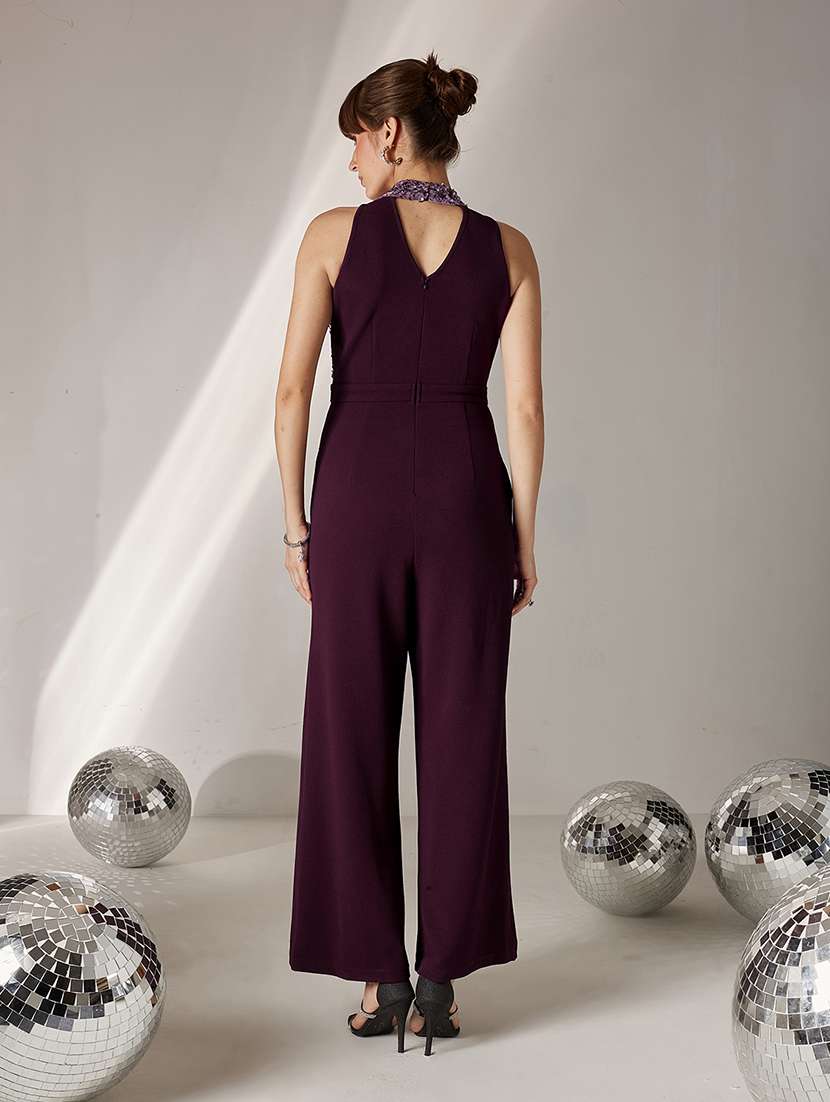 women sequined halter neck sleeveless jumpsuit - 22364158 -  Standard Image - 3