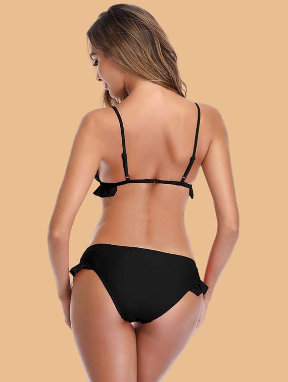 women solid swimwear bikini set - 22364183 -  Standard Image - 3