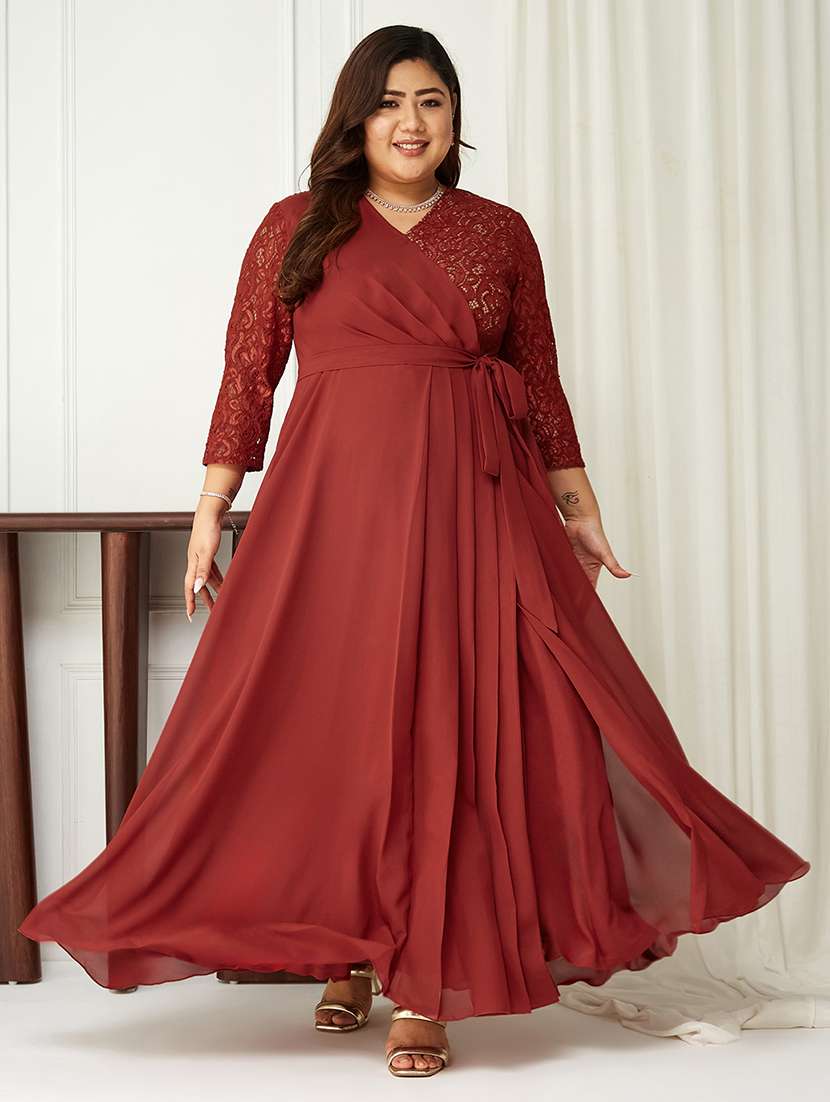 women plus size self designed lace dress