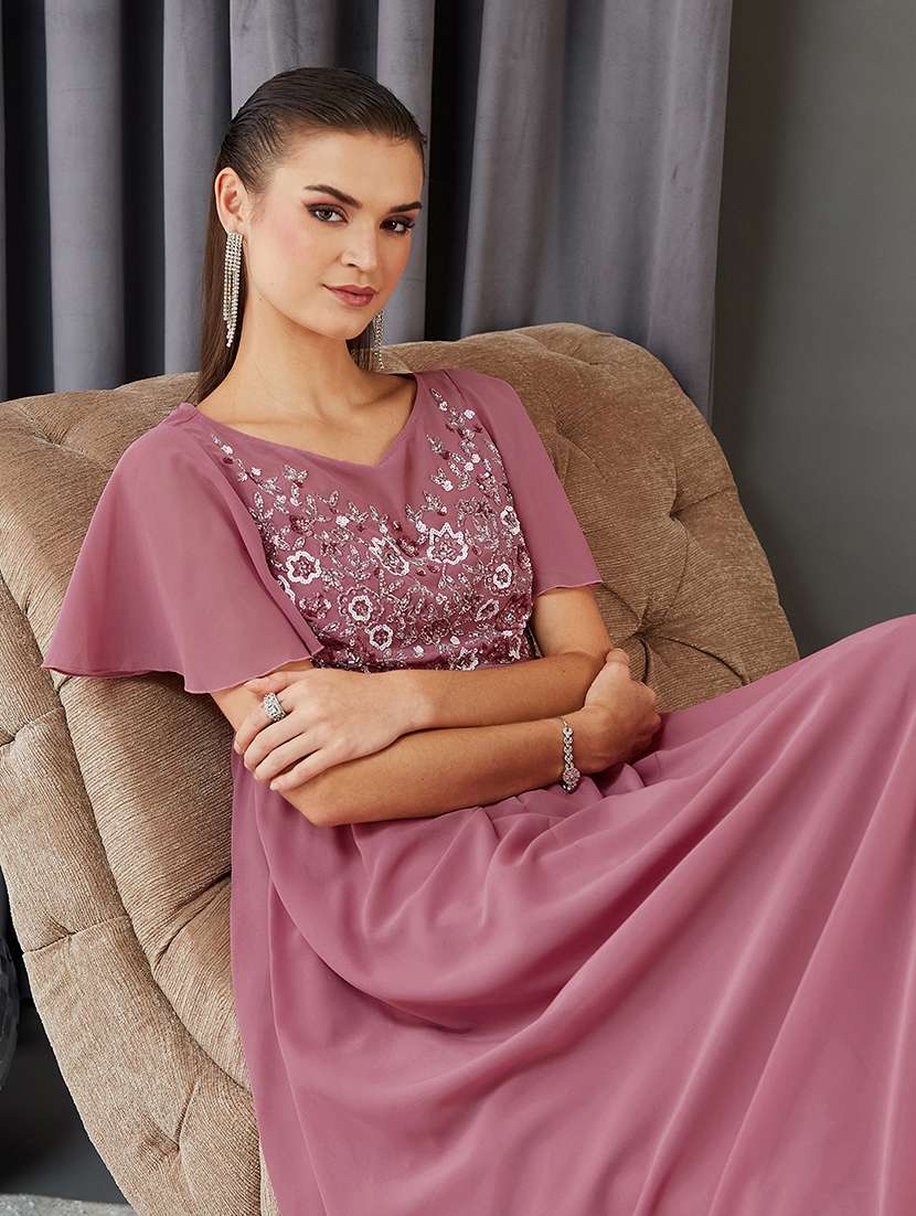 women embellished flute sleeve fit & flare dress - 22364211 -  Standard Image - 3