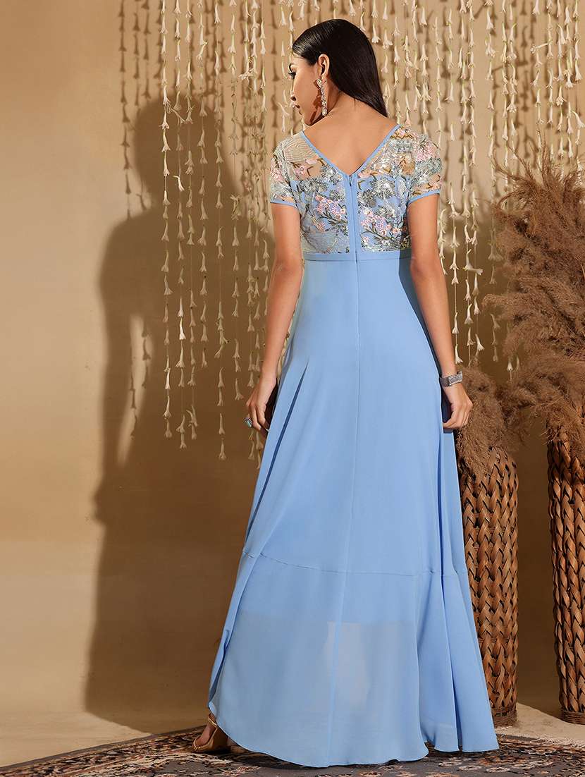 women embellished short sleeve asymmetric dress - 22364220 -  Standard Image - 3