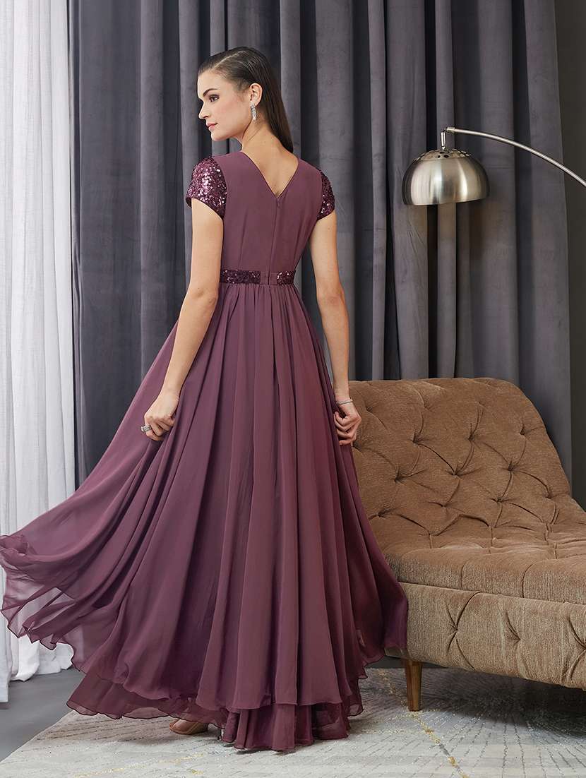 women sequined short sleeve asymmetric dress - 22364224 -  Standard Image - 3