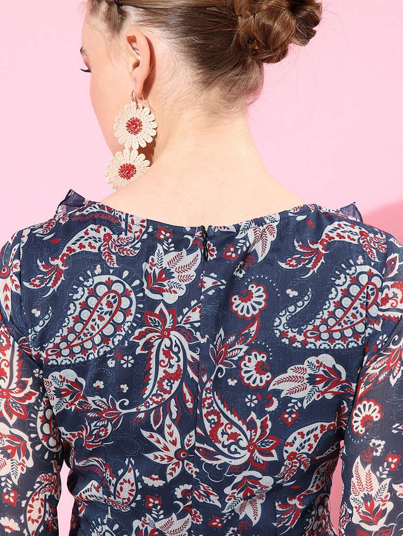 women printed long sleeve asymmetric dress - 22364228 -  Standard Image - 3