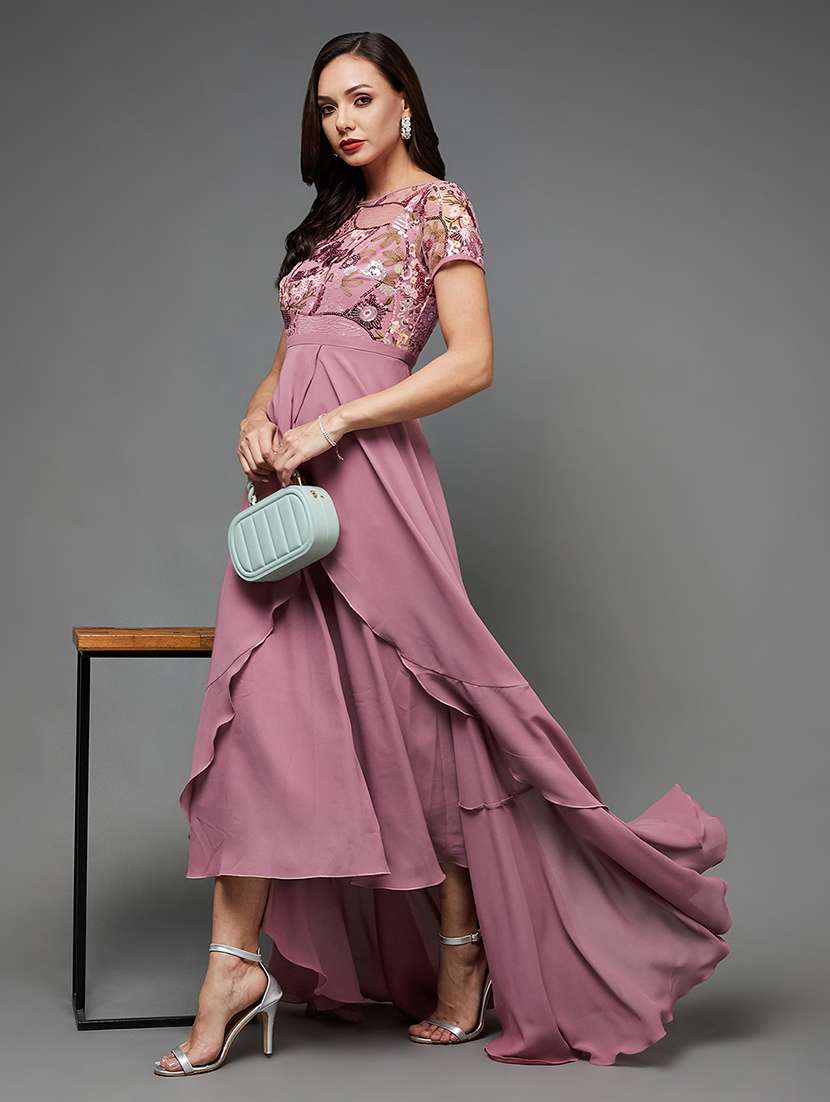 women embellished short sleeve asymmetric dress - 22364234 -  Standard Image - 3