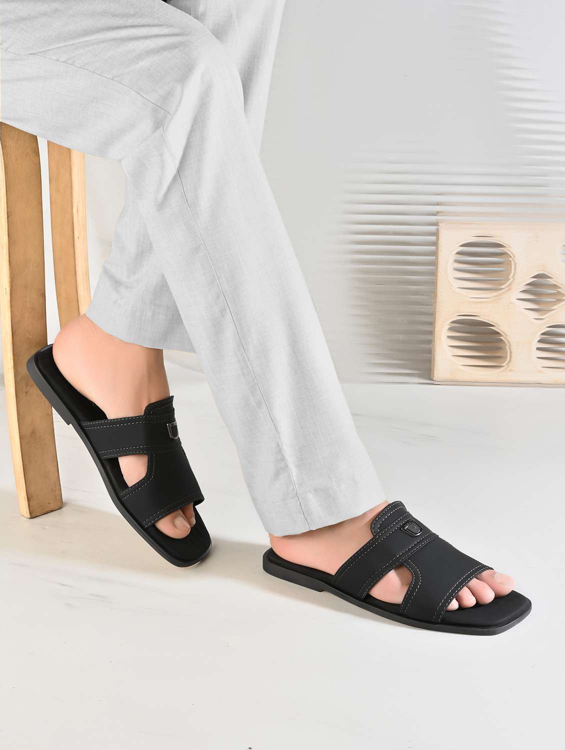 men solid slip on sandal - 22364257 -  Standard Image - 5