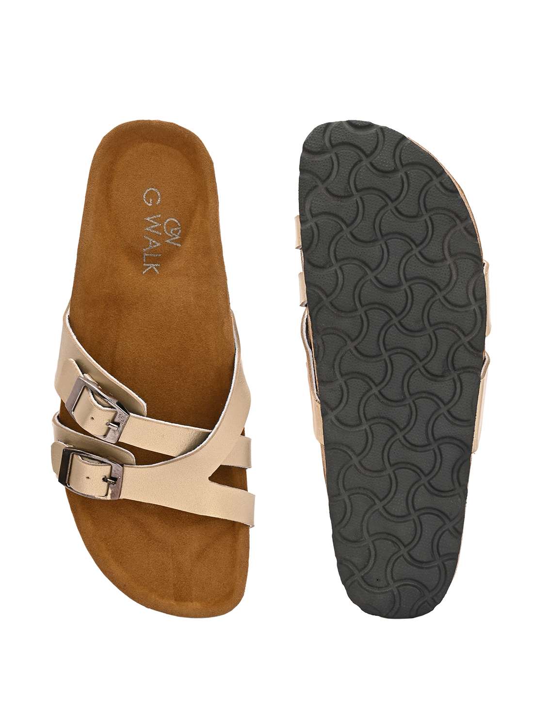women gold slip on sandal - 22364268 -  Standard Image - 5