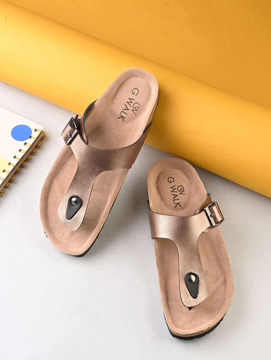 women copper slip on sandal