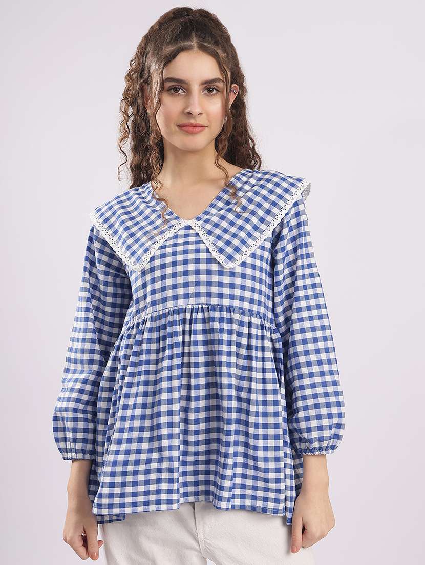 blue cotton regular top
