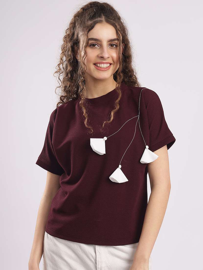 women solid short sleeve straight top