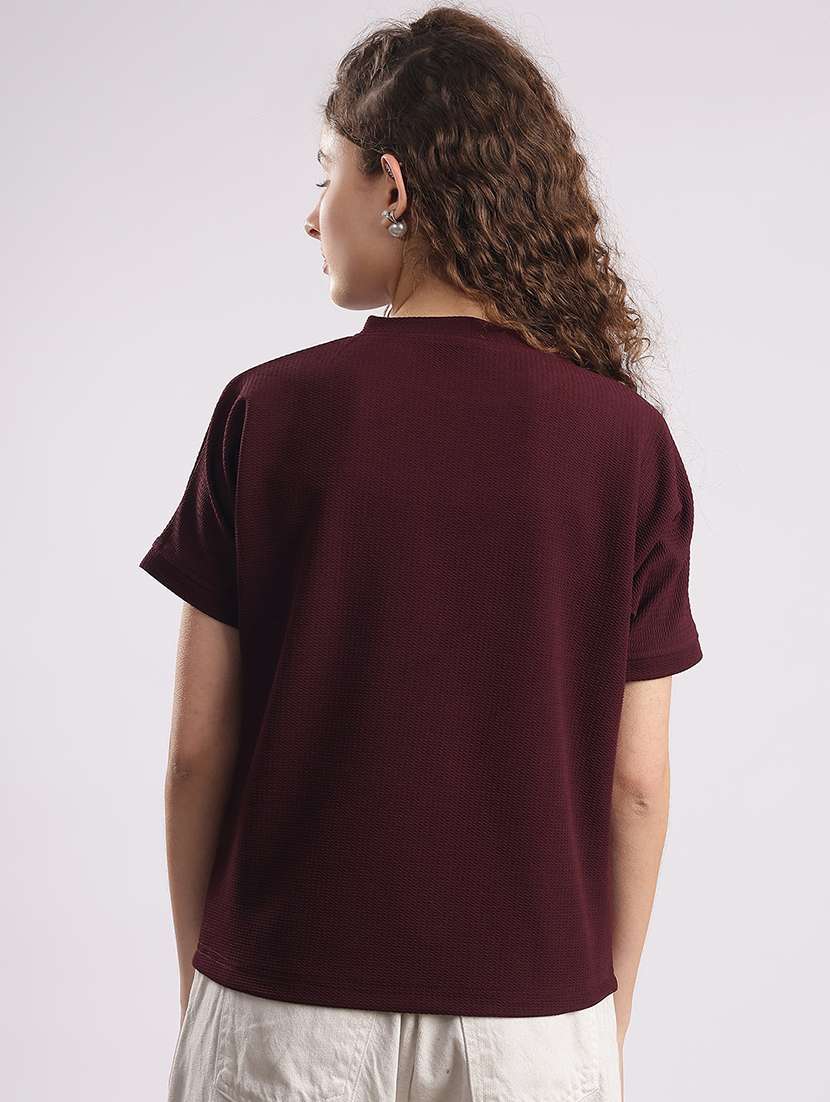 women solid short sleeve straight top - 22364416 -  Standard Image - 3