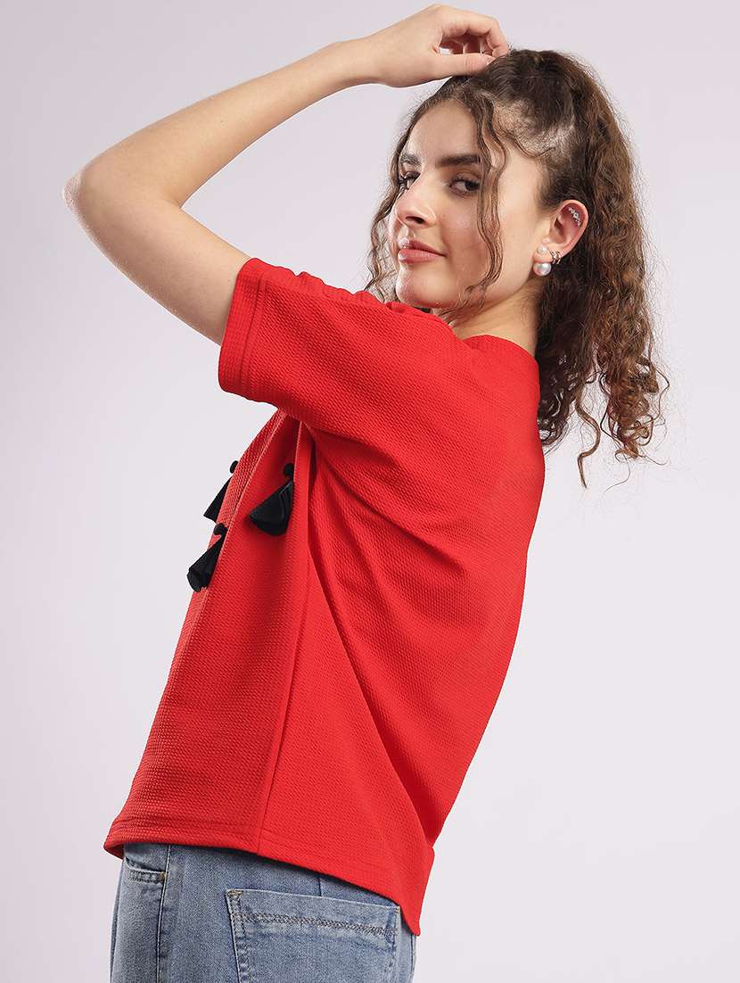 women solid short sleeve straight top - 22364418 -  Standard Image - 3