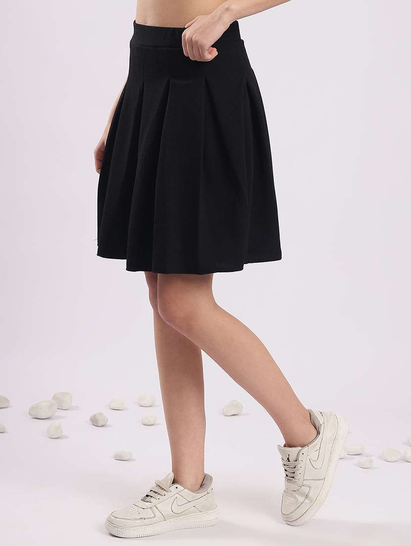 women solid high rise flared skirt - 22364422 -  Standard Image - 3