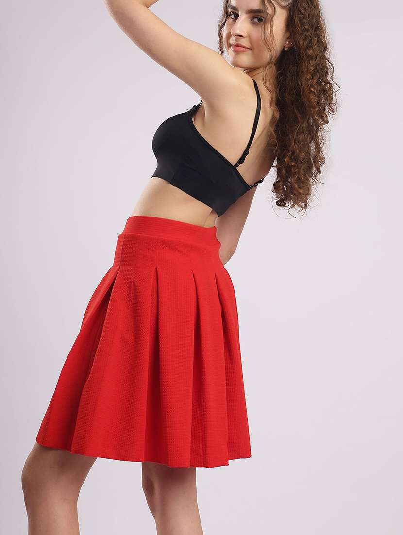 Women Solid High Rise Flared Skirt - 22364423 -  Standard Image - 3