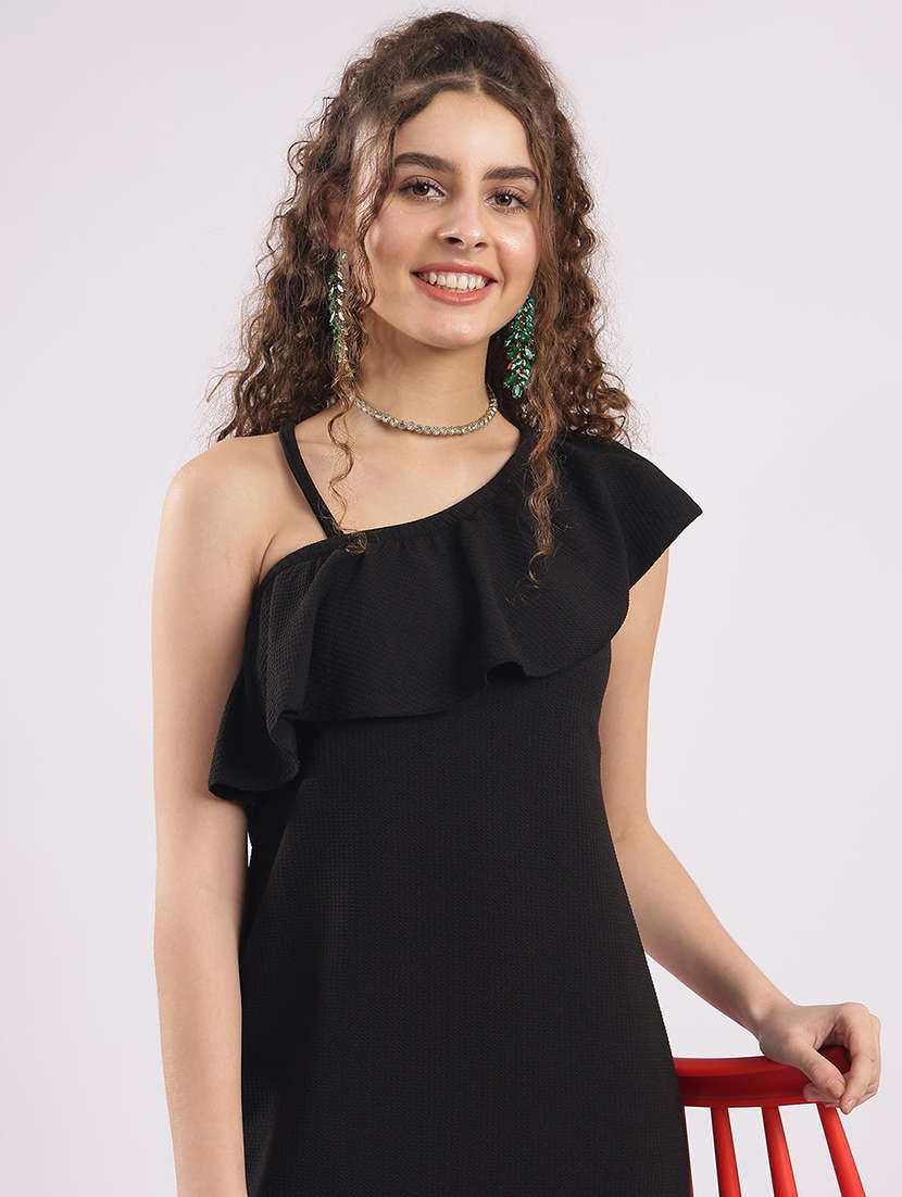 women solid single shoulder asymmetric dress  - 22364446 -  Standard Image - 5