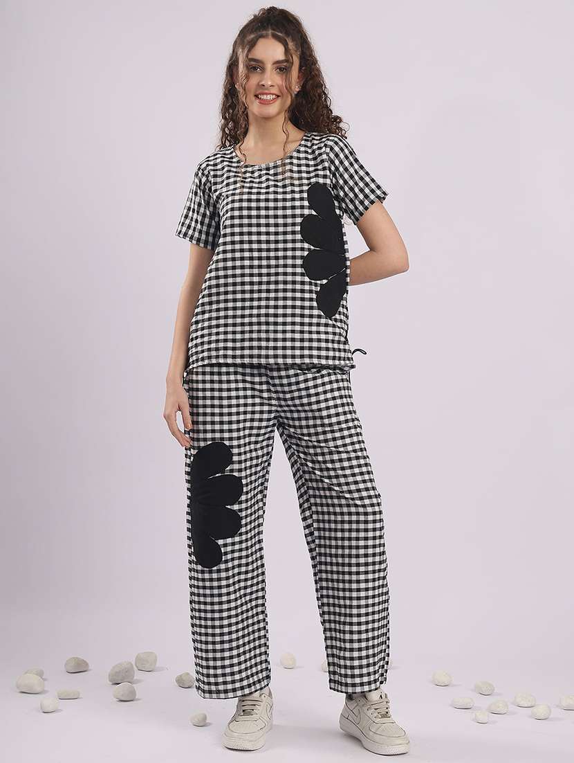 women checkered top and trouser co-ord set