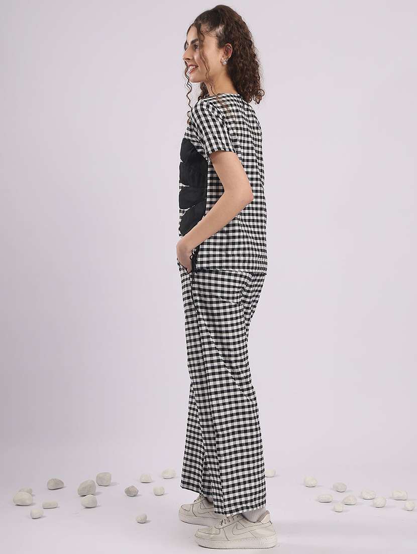 women checkered top and trouser co-ord set - 22364467 -  Standard Image - 3