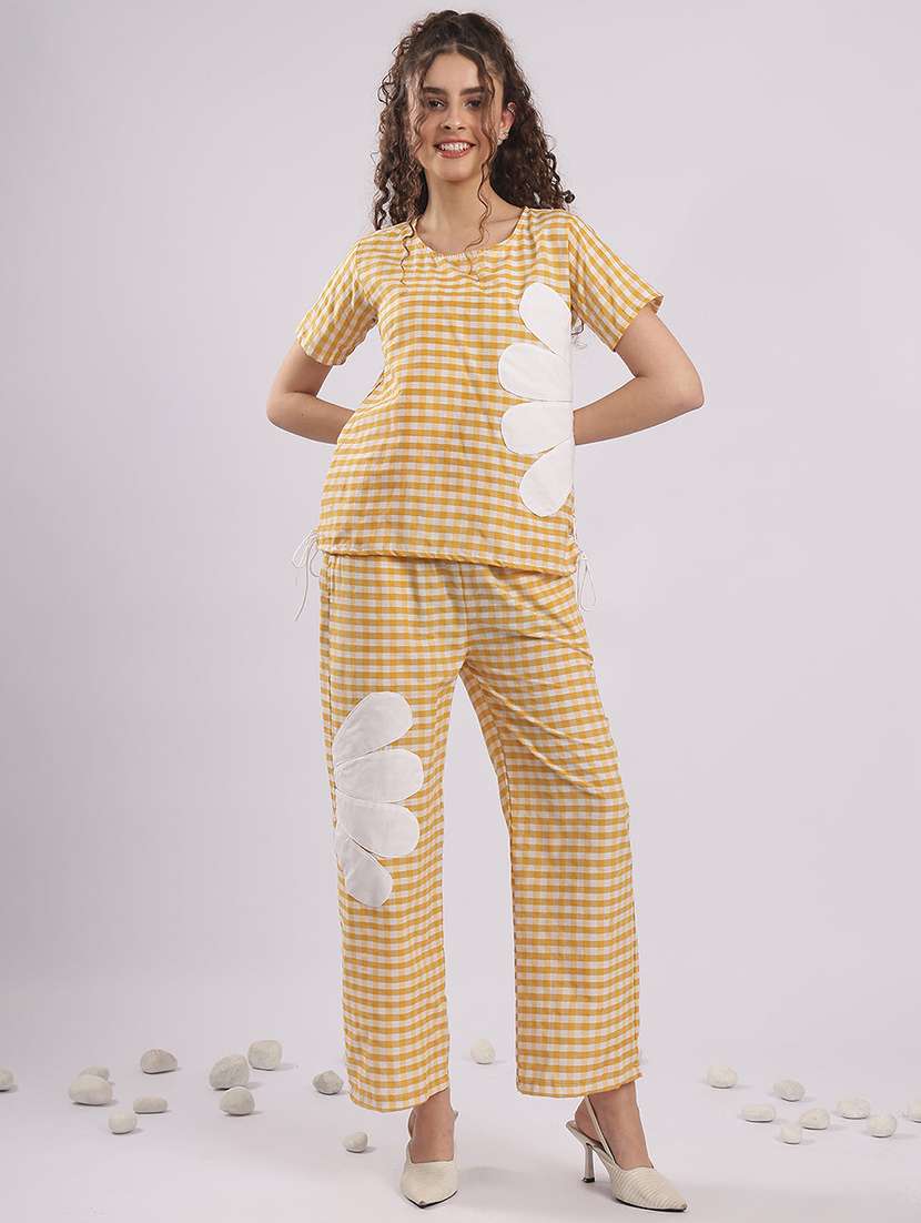 women checkered top and trouser co-ord set