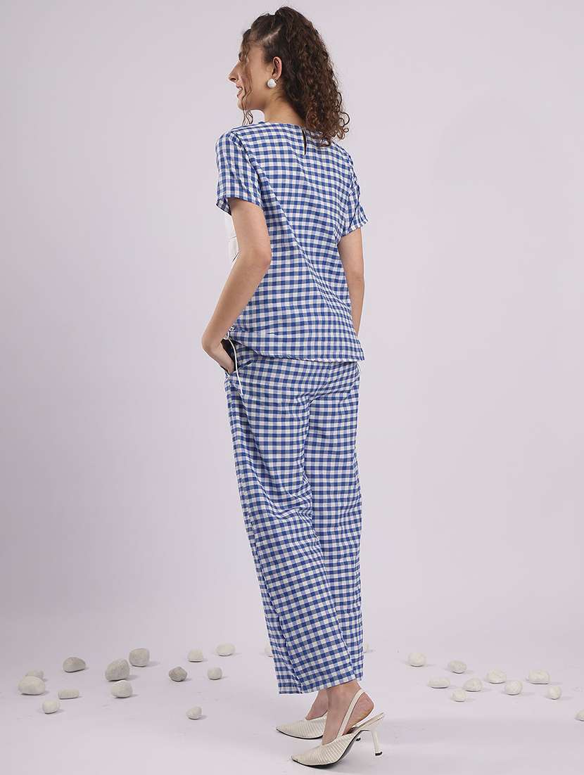 women checkered top and trouser co-ord set - 22364469 -  Standard Image - 3