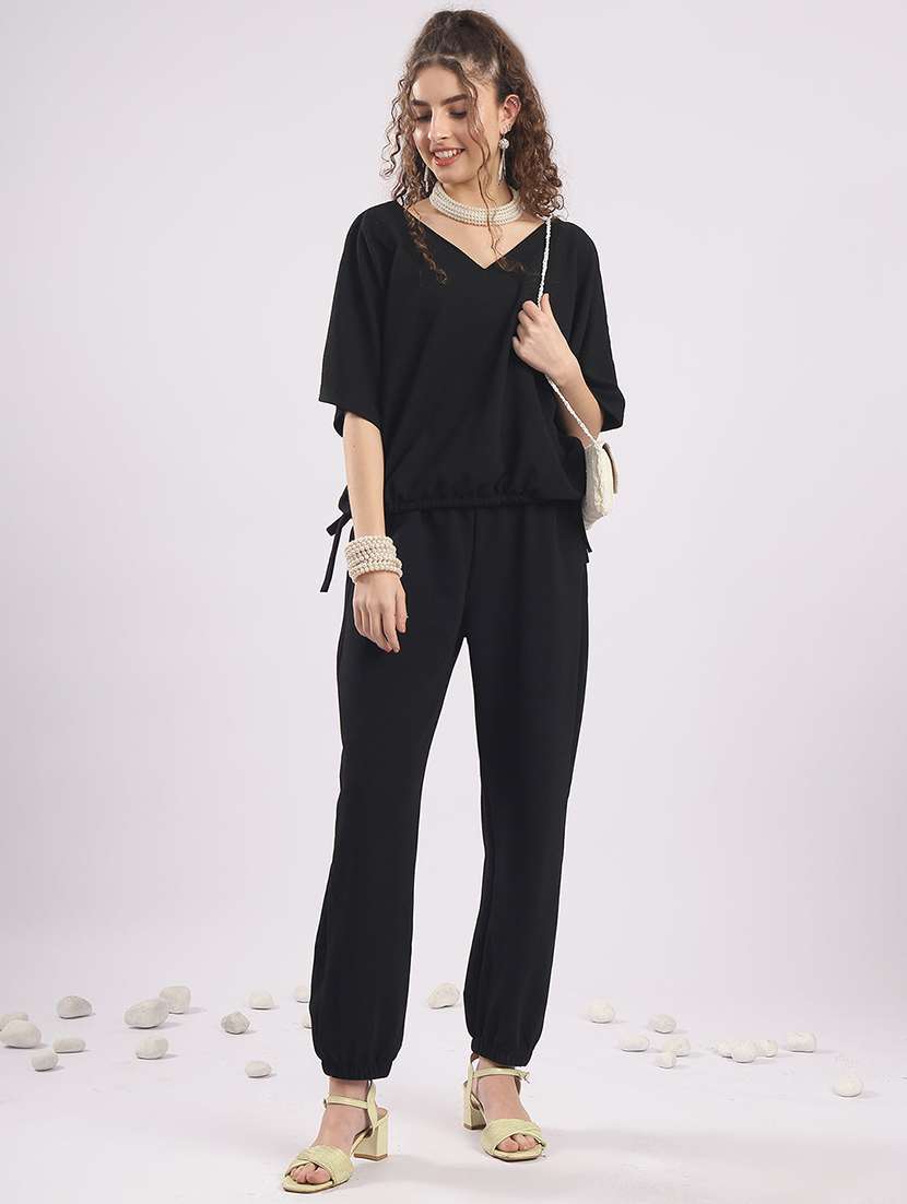 women solid top and trouser co-ord set