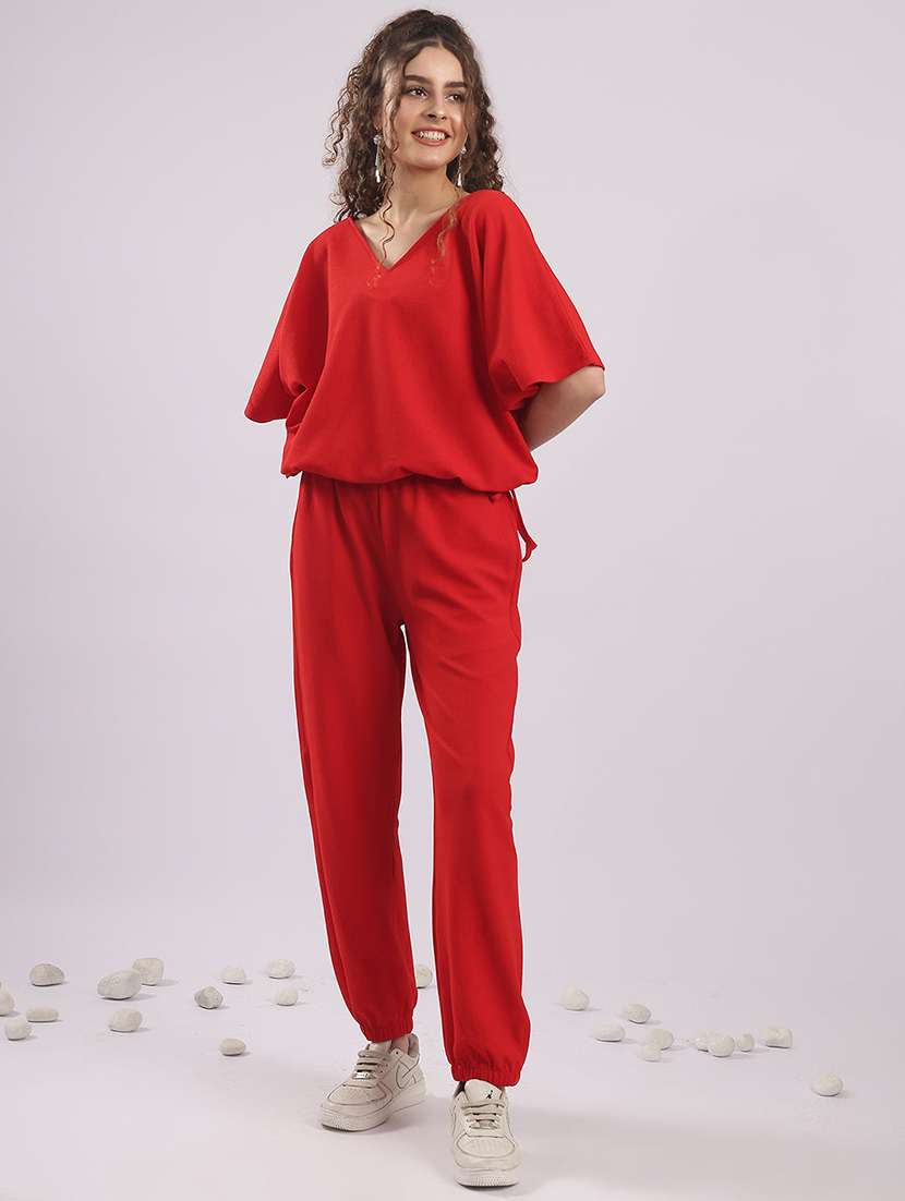 women solid top and trouser co-ord set