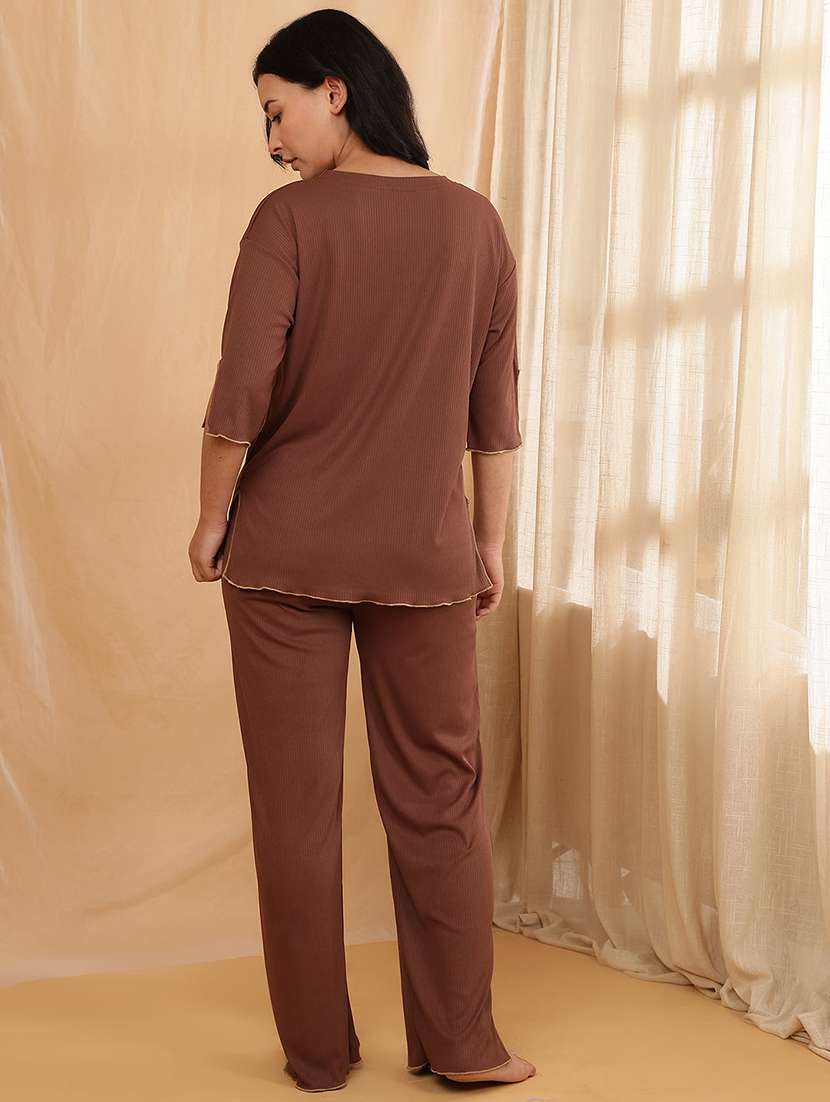 women solid nightwear pyjama set  - 22364491 -  Standard Image - 3