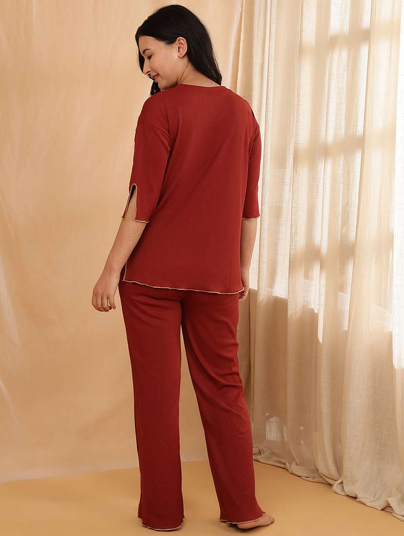 women solid nightwear pyjama set  - 22364495 -  Standard Image - 3