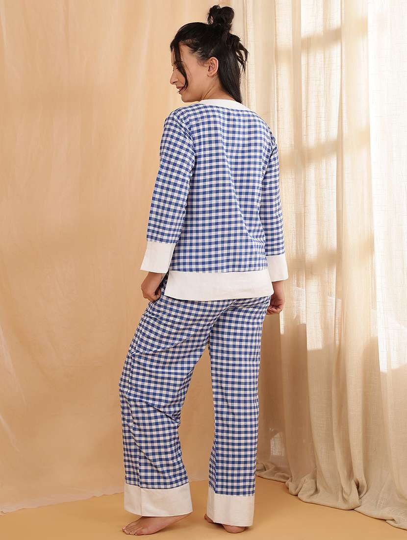women checkered nightwear pyjama set - 22364502 -  Standard Image - 3