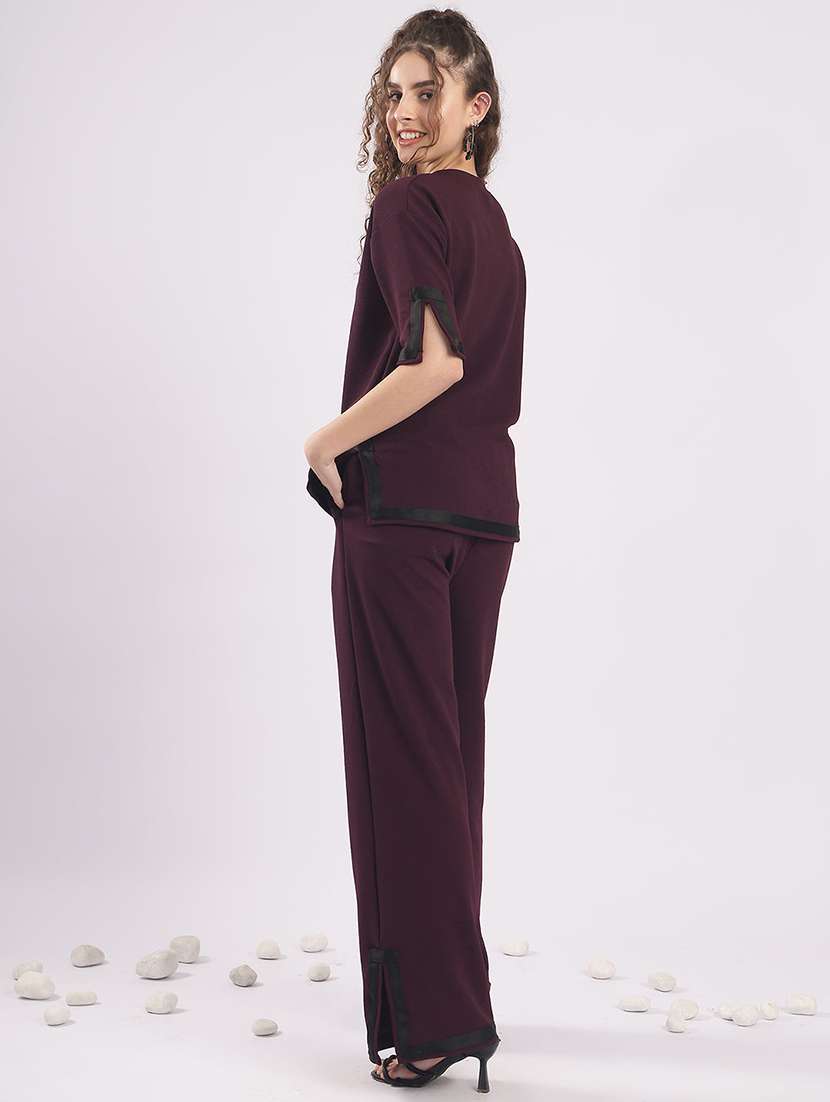 women solid top and trouser co-ord set - 22364506 -  Standard Image - 3